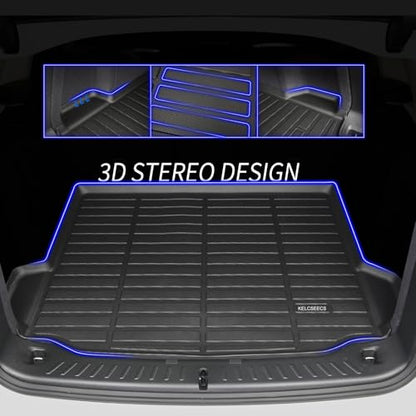 KELCSEECS® Floor Mats & Cargo Liner Custom for 2014-2018 Mazda 3(Only Fits Hatchback),All Weather Protection TPE Floor Liners Front & Rear Row Full Set Accessories Black - style: 23) For 2014-2018 Mazda 3 Full Set