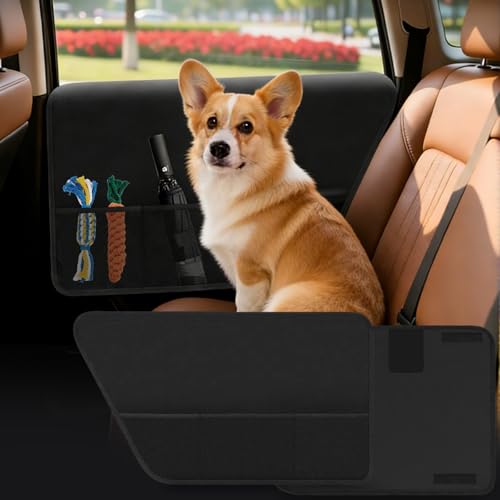 AZY Dog Car Door Protector – Extra Large Oxford Fabric Car Door Mat, Scratch & Dirt Resistant, Waterproof Pet Car Barrier for SUVs & Cars, Easy Install with Storage Pockets, Car Protector for Dogs