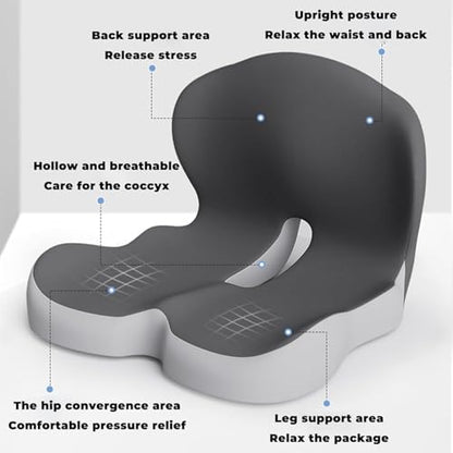 Back and Seat Cushion, Car Seat Cushion, Soothe+ Cushion, Memory Foam L-Shaped Integrated Seat Cushions Lumbar & Lower Back Support for Office Chair, Car (Dark Grey) - color: Dark Grey