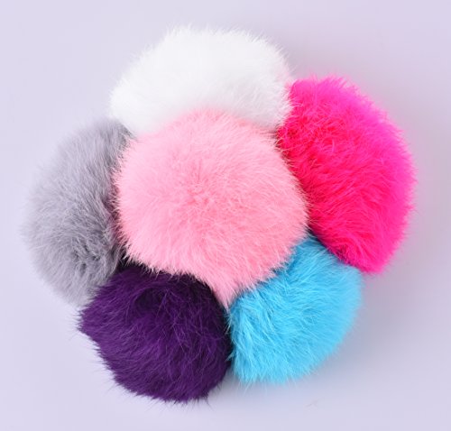 Cute Faux Rabbit Fur Ball Pom Pom Keychain Car Key Ring Handbag Tote Bag Pendant Purse Charm - color: Gray