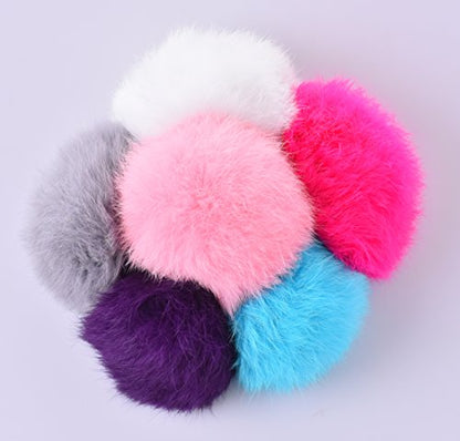 Cute Faux Rabbit Fur Ball Pom Pom Keychain Car Key Ring Handbag Tote Bag Pendant Purse Charm - color: Gray