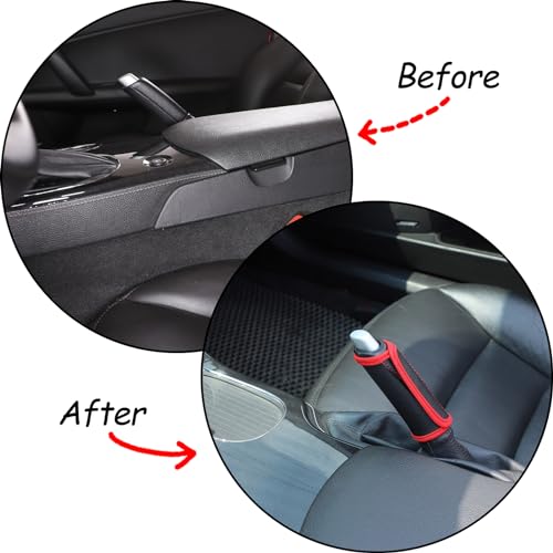 Handbrake Protective Cover Compatible with Chevy Corvette C6 2005-2013,Soft No-Slip Handbrake Cover Sleeve Leather Material Interior Accessories Protective Cover Decoration