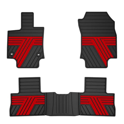 All Weather Floor Mats Custom Fit for Toyota RAV4 2019-2025 Waterproof Heavy Duty Anti-Slip Car Mats, 1st & 2nd Row Black & Red - color: Black & Red