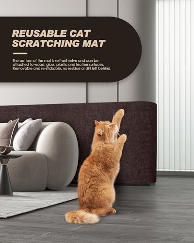 VIVOYAN 78.7"x15.8" Cat Scratch Mat,Trimmable Self-Adhesive Carpet,DIY Climb Cat Scratcher for Cat Couch Furniture or Wall Protector,Covering Cat Tower,and Replacement Pads (Brown) - color: Brown