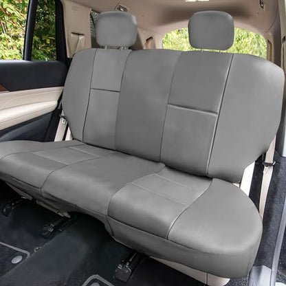 FH Group PU002114 Premium PU Leather Seat Covers (Gray) Full Set – Universal Fit for Cars Trucks and SUVs - color: gray, style: Full Set