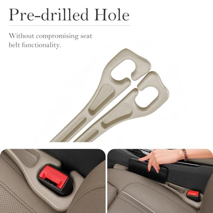 Car Seat Gap Filler 2-Pack, Universal Car Seat Gap Filler Organizer, Seat Gap Plug – Fills Gap Between Seat & Console (Beige) - color: Beige