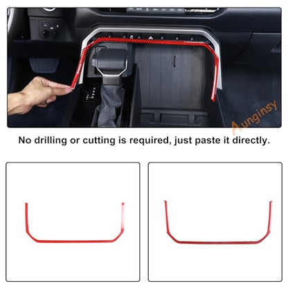 Aunginsy Car Center Control Warning Light Outer Frame Decorative Sticker Fit Toyot@a Tundra/Sequoia 2022-2024 Carbon Fiber Gear Box Shift Panel Protect Strip Cover Trim Sticker Interior Accessories - size: Warning Light Outer Frame Trim