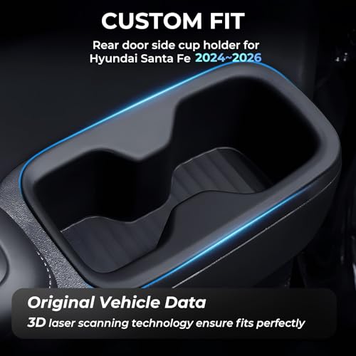 2PCS Rear Door Side Cup Holder Insert for Hyundai Santa Fe 6/7 Seat 2026 2025 2024, Interior Accessories TPE Cup Holder for Hyundai Santa Fe 2024-2026, Black - style: Door Side Cup Holder for 2024-2026 Santa Fe