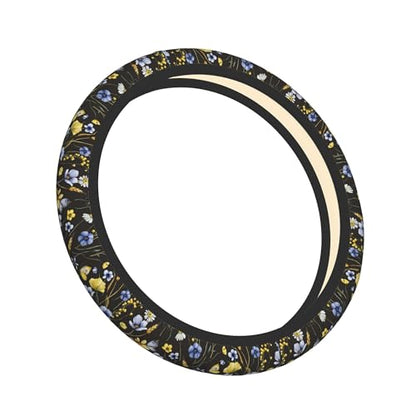 Wildflowers Butterfliese Steering Wheel Cover for Women, Universal 15 inch Breathable Anti Slip Steering Wheel Covers for Cars, Auto, SUVs