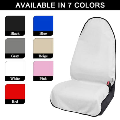 DXNQ Waterproof Car Towel Seat Cover, Sweating Non-Slip Premium Towel Carseat Cover Protector, Universal Soft Machine Washable Car Truck SUV Front Seat Cover for Gym Workout Beach Hiking (White) - color: White, 1pc, Front