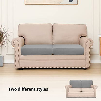 Easy-Going Stretch Individual Loveseat Couch Cushion Cover Sofa Cushion Furniture Protector Sofa slipcover Soft Flexibility with Elastic Bottom (2-Piece Loveseat Cushion Cover, Light Gray) - color: Light Gray, size: 2-piece