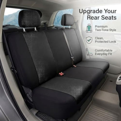 FH Group Rear Solid Bench Automotive Seat Cover | Universal Cloth Seating for SUV, Sedan, Van | Washable Car Seat Covers Interior Accessories - Black - color: Black