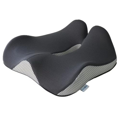18x16 Inch Grey and Black Memory Foam Seat Cushion for Office Chair, Car Seat and Travel, Contoured Chair Pad with Removable Cover, Non-Slip Bottom and Carry Handle - color: Mesh