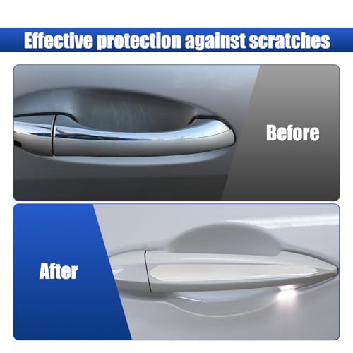 Car Door Handle Protectors, Anti-Scratch Anti-Collision Automotive Door Handle Cover Guard Decoration, Universal Self-Adhesive Car Exterior Protective Sticker for SUV Truck RV(White-Handle)
