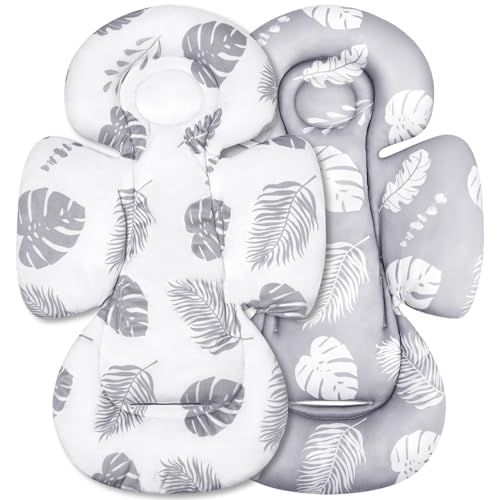 Generic Infant Car Seat Insert Compatible with Mamaroo Swing & Graco Swing and Infant Car Seat, Newborn Insert Baby Head Body Support, Reversible Design, Breathable Soft Fabric, 1Pcs - Grey Leaf - color: Grey Leaf