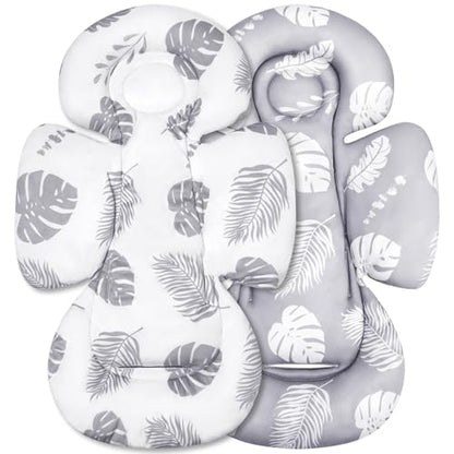 Generic Infant Car Seat Insert Compatible with Mamaroo Swing & Graco Swing and Infant Car Seat, Newborn Insert Baby Head Body Support, Reversible Design, Breathable Soft Fabric, 1Pcs - Grey Leaf - color: Grey Leaf