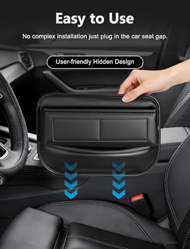 Universal Fit Car Gap Filler, Premium Leather Front Seat Gap Filler Organizer Center Console Seat Side Essentials Organizer with Card Slots, Easy Access to Phone, Sunglasses, Key for Car, SUV Truck
