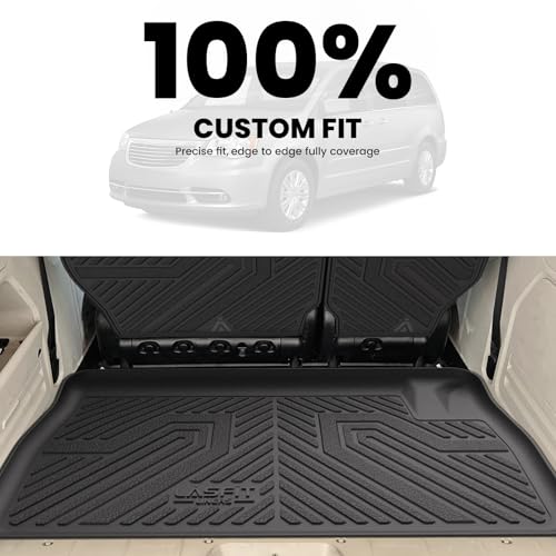 LASFIT Cargo Liner & Backrest Mat for Dodge Grand Caravan 2008-2020/ Chrysler Town & Country 2008-2016 All Weather TPE Custom Fit Truck Mat Car Liner Non-Slip, Black - size: 2008-2016|For Town&Country|Cargo&Backrest Mat
