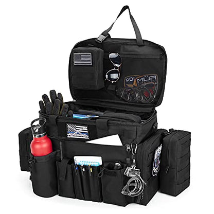 Trunab Patrol Bag, Police Duty Bag, Car Front Seat Organizer with 15.6” Tablet and Laptop Storage for Law Enforcement, Police Patrol, MOLLE Compatible