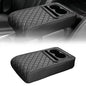 Leather Car Armrest Cup Holder Cushion, Memory Foam Car Arm Rest Cushion with Cup Holder & Phone Storage, Waterproof Ergonomic Armrest Box, 13.78" x 7.78" (Black)