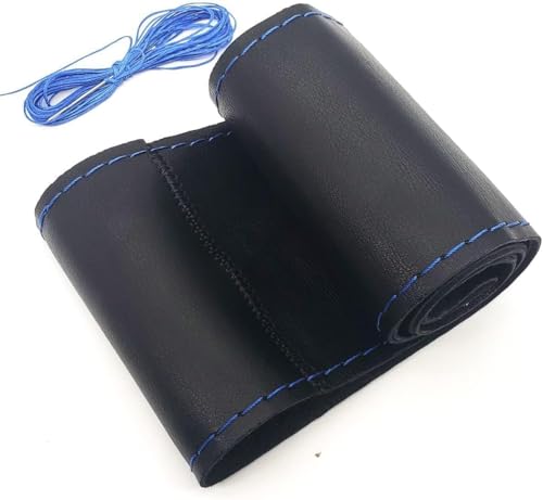 38cm/15 Inch Hand Sewing Steering Wheel Cover Breathable Anti-Slip Leather Steering Wheel Cover for Nissan Qashqai Toyota Camry RAV4 VW Golf - color: Blue