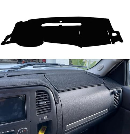 Black Dashboard Dash Board Cover Mat Carpet Compatible with 2007-2013 Chevrolet Silverado GMC Sierra - size: 2007-2013 Chevrolet Silverado GMC Sierra