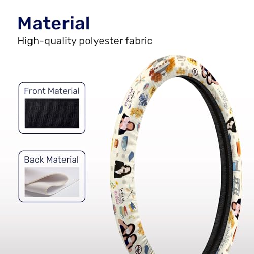 GENANY Mom Daughter Diaries Steering Wheel Cover, Non Slip Polyester Car Wheel Protector for Car SUV Truck, Universal 15 Inch - color: Mom & Daughter Diaries