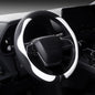 Nappa Leather Steering Wheel Cover, Universal 14.5-15 inch, Anti-Slip Breathable Leather, Sporty Style, Durable Grip Car Accessory for Men Women, White - color: white