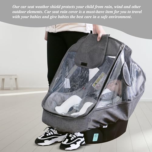 Miracle Baby Car Seat Rain Cover, Universal Infant Car Seat Weather Shield with Storage Bag,Waterproof Baby Car Seat Cover with Breathable Ventilation, Baby Travel Accessories (Grey) - color: Grey