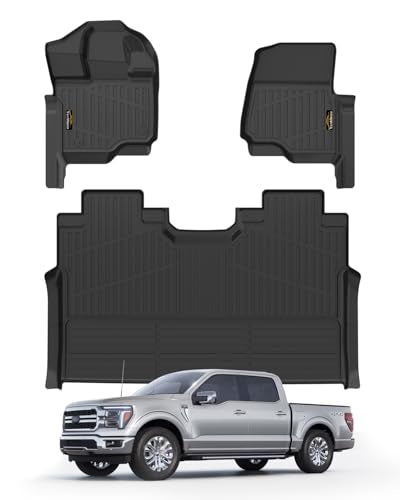 Floor Mats Custom Fit for Ford F150/F-150 2026 2015-2025 SuperCrew Cab (Includes 22-25 Lightning Models) All Weather TPE Rubber Floor Liners Anti-Slip Full Set for Ford F-150 2026 Accessories - size: for 2015-2026 Ford F150 SuperCrew Cab Floor Mats