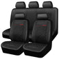 CAR PASS Quilting Faux Leather Seat Covers Full Set, Waterproof Deluxe Premium Seat Cover with 5mm Composite Sponge Inside, Airbag Compatible Auto Seat Cover Universal Fit for 95% Sedan SUV Van, Black - color: Black and Black, size: Full Set (Front and Re