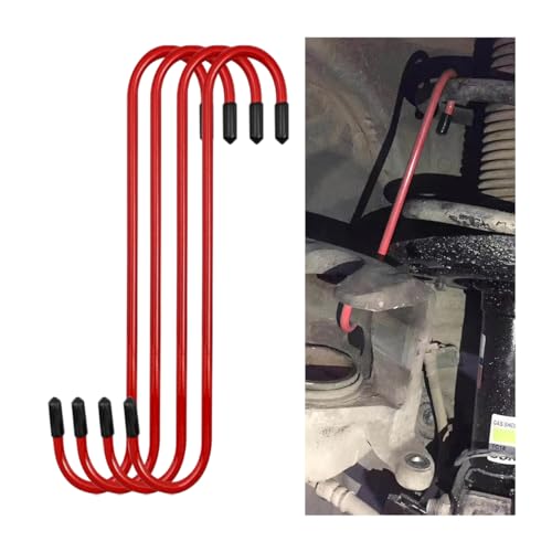 4PCS Car Brake Caliper Hooks, Vehicle Caliper Hangers with Rubber Caps, S-Shaped Automotive Accessories for Braking, Axle, Bearing, Suspension Work for SUV, Truck, RV（Red/4PCS） - color: Red, size: 4PCS