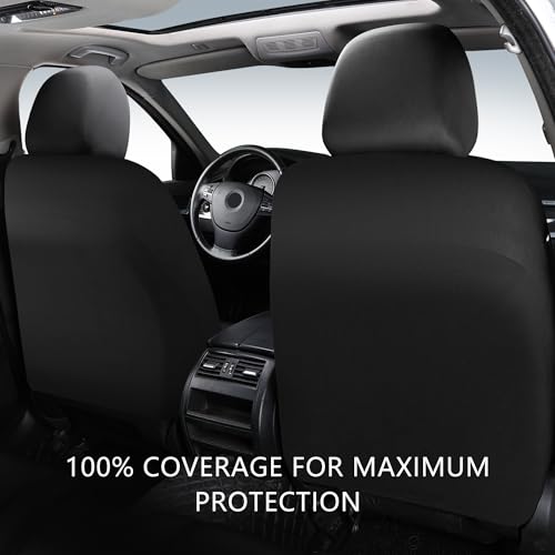 HChengkikz Car Seat Cover, Breathable and Waterproof Leather Seat Covers, Luxury PU Universal Fit Automotive Airbag Compatible for Cars Sedans SUV and Trucks (2 Pieces, Front Seat, Black) - color: N1 Black, size: Front Seat