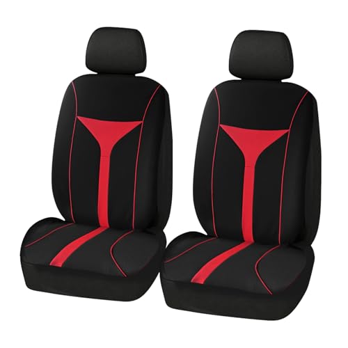 4PCS Car Seat Covers Full Set,Breathable Front Seat Covers for Cars for Reducing Back Sweating & Protection,Stylish Car Cover Seats with Reddish Line Cars Interior Accessories (Red)