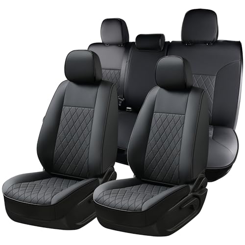 Coverado Tacoma Seat Covers Full Set, Faux Leather Car Seat Covers Custom Fit for 2005-2023 Toyota Tacoma Double & Crew Cab SR SR5 Limited TRD Sport/Pro/Off Road Toyota Tacoma Accessories (Black) - color: Black, size: Fullset（2016-2023）