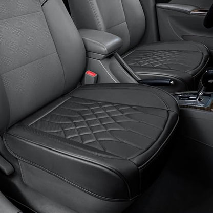 BOPUOVRE 2-Pack Leather Front Car Seat Covers - Bottom Car Seat Covers Fully Wrapped, Non-Slip and Waterproof, Fits Most Vehicles Black - color: black, size: 2 piece