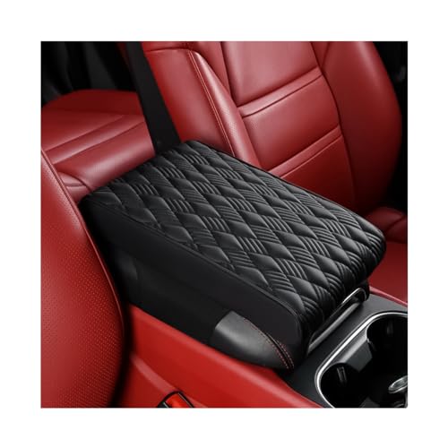 Bittwee Car Center Console Cover, Leather Waterproof Auto Arm Rest Box Cover, Memory Foam Armrest Cushion Protection Pad, Hand Rest Pillow with Height Increase, Universal Car Accessory - color: Black