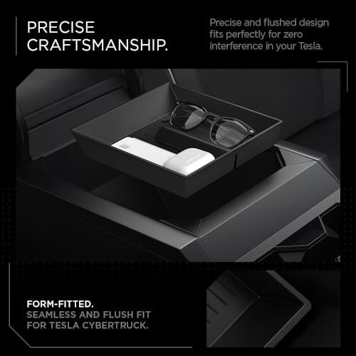 Spigen Center Console Organizer Tray Designed for Tesla Cybertruck Accessories 2026/2025/2024/2023 (Bottom) (Carbon Edition) - size: Bottom Organizer