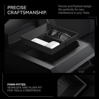 Spigen Center Console Organizer Tray Designed for Tesla Cybertruck Accessories 2026/2025/2024/2023 (Bottom) (Carbon Edition) - size: Bottom Organizer