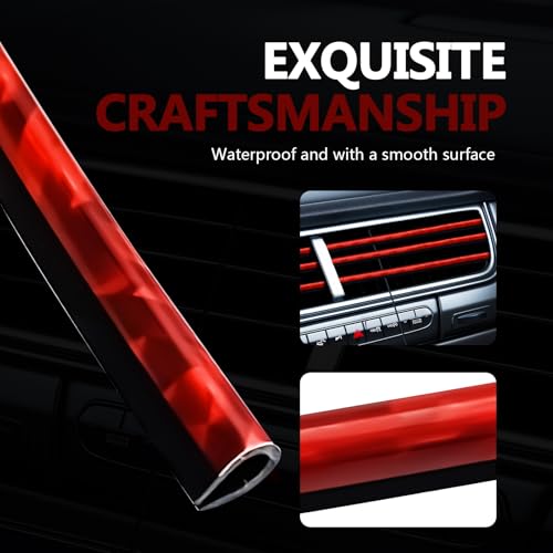 Automotive 20PCS Universal Car Air Conditioner Vent Trim Decoration Strip Bendable Vent Outlet Trim for Most Cars SUVs and Trucks with Straight Grilles, Crushed Ice Red