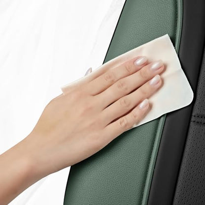Road Comforts Leather Seat Covers, Breathable Car Seat Covers Full Set for Men,Airbag Compatible, Automotive Seat Covers Set Universal Fit Most Cars,Vans,Truck,SUV - color: Green Full Set