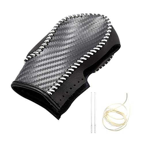 PU Carbon Fiber Automobile Gear Shift Knob Cover - Fit for Ford Focus 2012-2016 & Fiesta 2014-2016 / Fusion 2013-2016 - color: Black leather + Grey thread