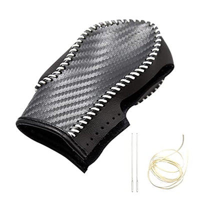 PU Carbon Fiber Automobile Gear Shift Knob Cover - Fit for Ford Focus 2012-2016 & Fiesta 2014-2016 / Fusion 2013-2016 - color: Black leather + Grey thread