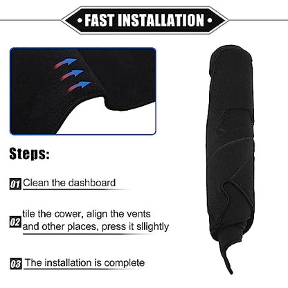 Dashboard Cover Compatible for Hyundai Santa Fe 2013-2018, Non-Slip Polyester Black Dash Cover Mat Dash Board Protector Cover - color: Black