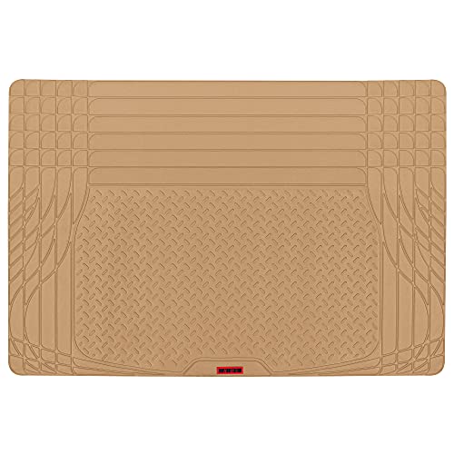 Motor Trend FlexTough Beige SUV Cargo Liner & Car Trunk Mat - Universal Trim-to-Fit All Weather Cargo Mats for Back of SUV - SUV Trunk Mat & Trunk Liner Floor Mat Cargo Cover - Trunk Cover - color: Beige