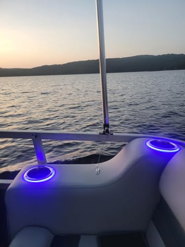 Young Marine Stainless Steel Cup Holder with Light and Drain for Boat, RV, Camper (Stainless Steel) - style: Stainless Steel with Light 2 PCS