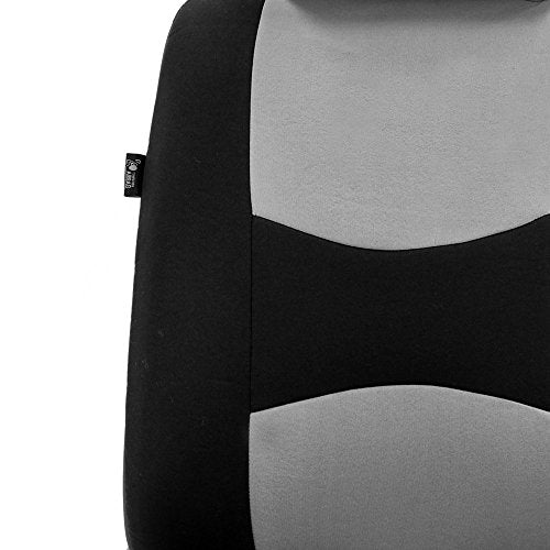 FH Group Front Set Cloth Car Seat Cover for Bucket Seats, Universal Fit, Airbag Compatible, Seat Covers for SUV, Van, Gray - color: Gray, style: Front Set