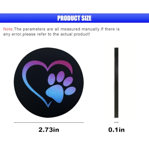 2PCS Car Cup Holder Coasters, 2.73 Inch Absorbent Anti-Slip Shockproof Cup Holder Insert, Dog Paw Heart Print Car Drink Mat, Universal Car Interior Accessories for Vehicles, Trucks, RVs (Blue/Pink)
