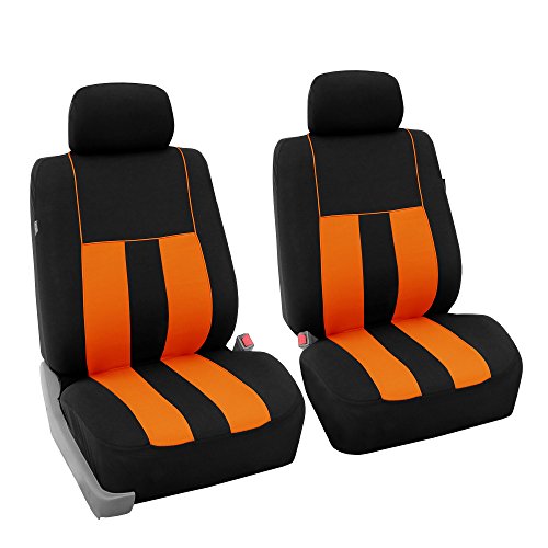 FH Group Striking Striped Car Seat Covers - Universal Fit, Washable Seat Covers for Cars, SUVs, Vans, Sedans, Orange, Front Set - color: Orange, size: Front Set