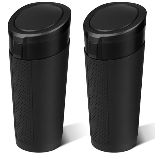 Car Trash Can Bin with Lid - 2 Packs Mini Car Garbage Can Cup Holder-Black Small Leakproof Vehicle Trash Garbage Can Bin-Automotive Car Organizers and Storage for Back Seat SUV Truck Accessories - color: Black,Black